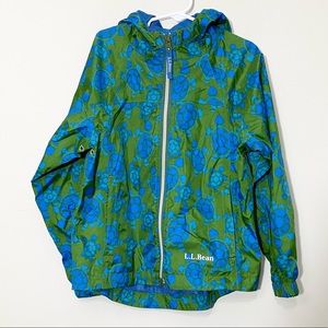 NWOT L.L. Bean blue and green turtle rain jacket